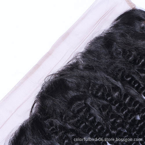 Brazilian hair Swiss Lace Frontal Closure HD Transparent Lace Frontal 13x4 Human Hair Pre Plucked Jerry Curly india hair